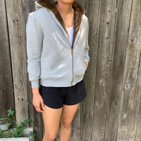 NWT Faux fur lined zip-up hoodie - Picture 3 of 8